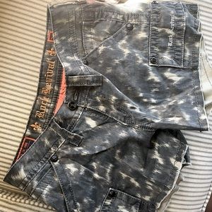 Rock revival jeans, Like new, tie dye cutoff shorts with cargo pockets, size 28